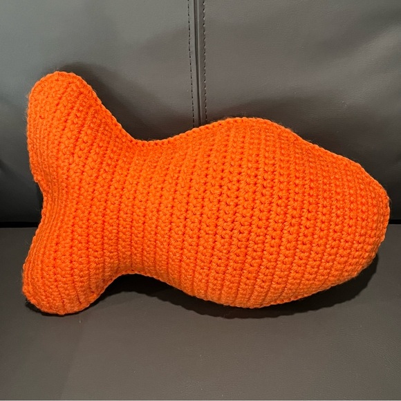 New Crochet Orange Goldfish Cracker Cuddler - Picture 11 of 12